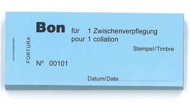 Bonblöckli mit 100 Bons für 1 Zwischenverpflegung