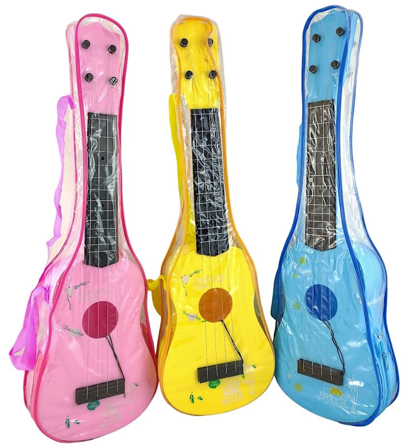 Gitarre 55 cm 3 Farben sort. rosa, gelb, blau