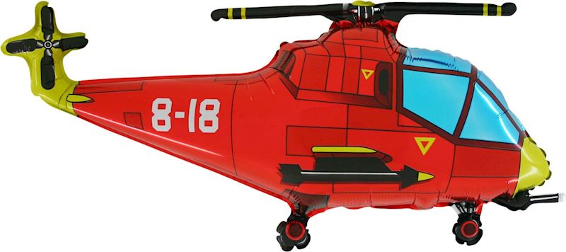 Ballon alum. ouvert helicopter rouge 