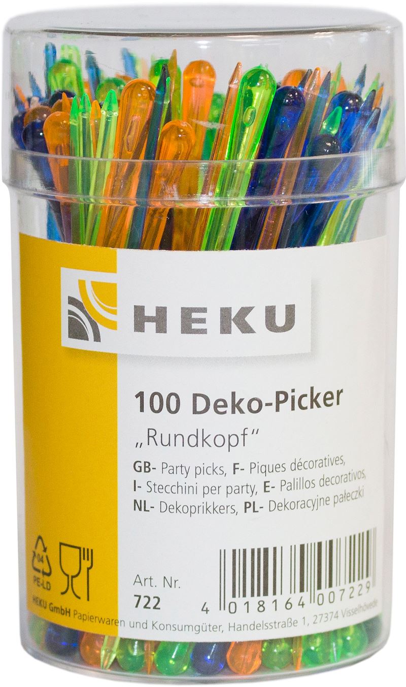 Deko Picker Rundkopf 100Stk. im Spender 8 cm