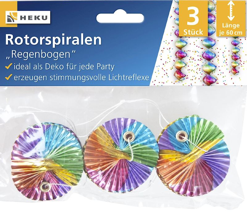 Spirale en rotor,3pcs, couleur arc-en-ciel, 5 cm DM, 60 cm