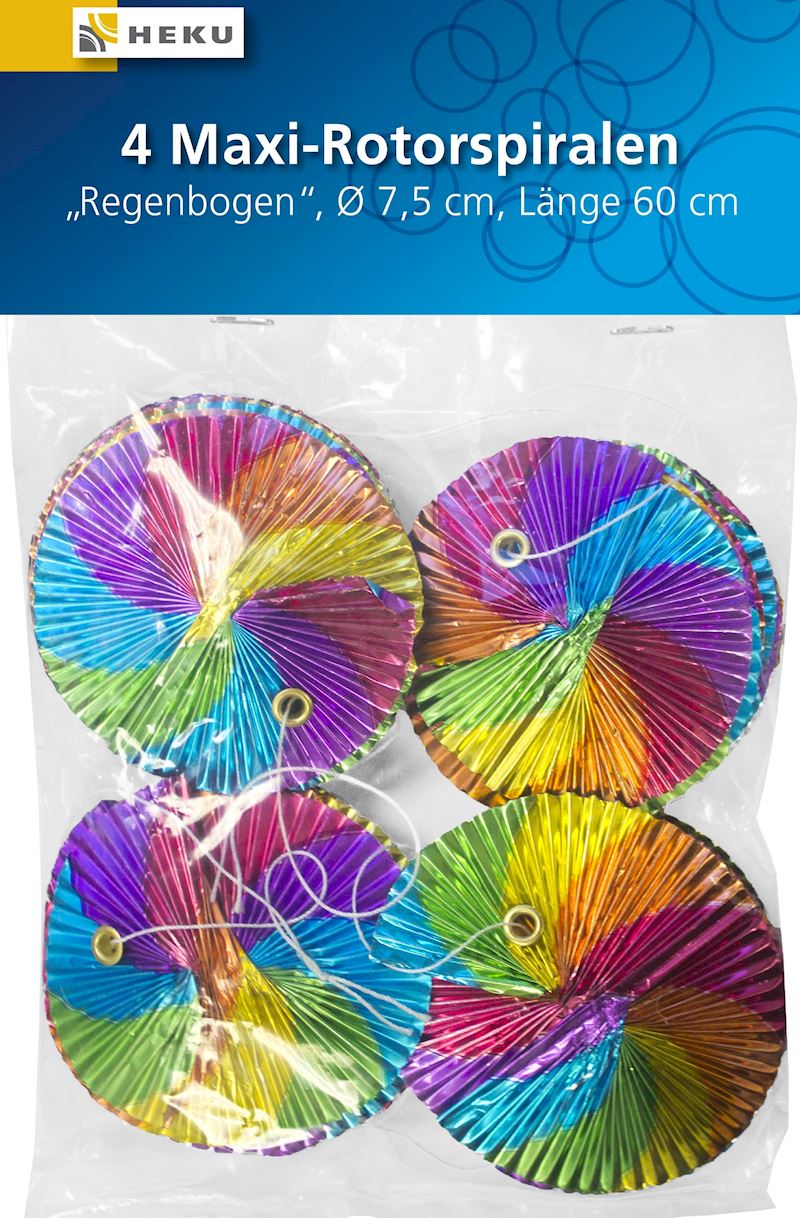 Spirale en rotor,4pcs, couleur arc-en-ciel, 7.5 cm DM, 60 cm