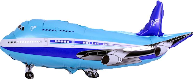 Ballon alum. Ouvert mini Airplane mini bleu