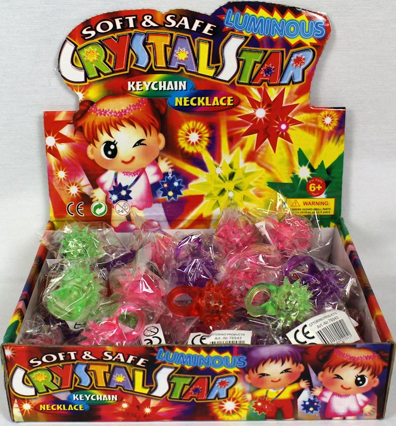 Bague avec lumière 4 couleurs, Étoile de cristal