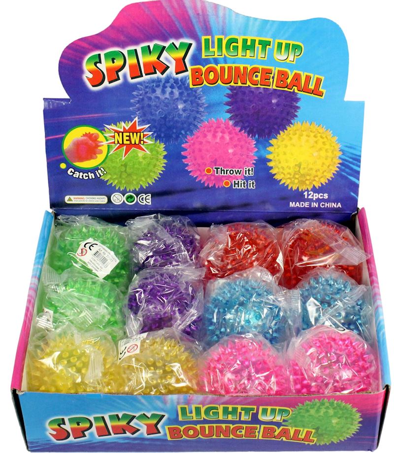 Noppenball Spiky Bounce Ball 75 mm mit Licht, 6 Farben