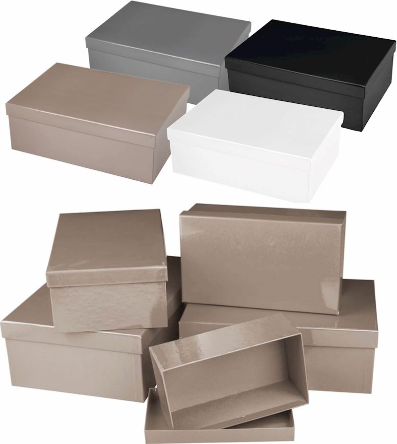 Geschenkkarton 5er Set uni rechteckig, 4 Farben
