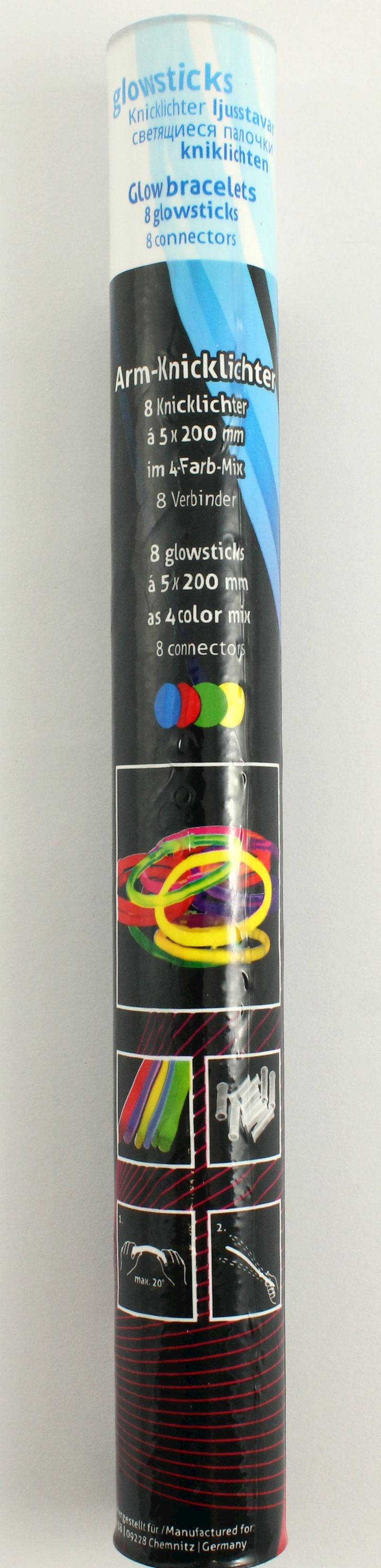 Barcelets luminesentes 8pcs dans boîte 4 couleurs