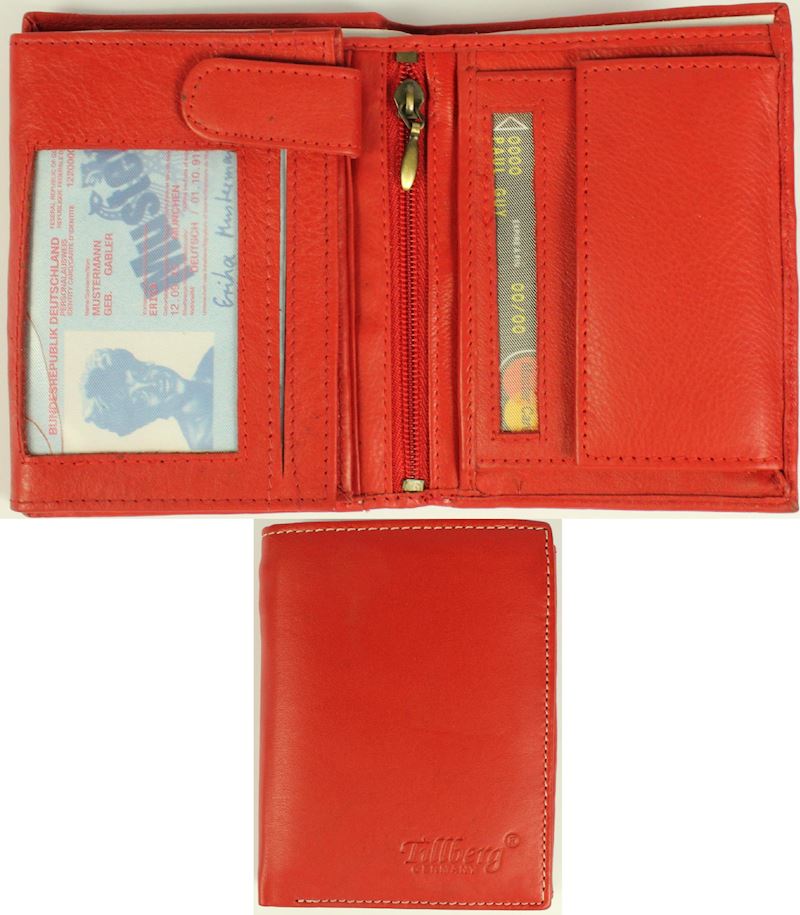 Portemonnaie en cuir rouge fermeture-éclair 9.5x12.5x2cm