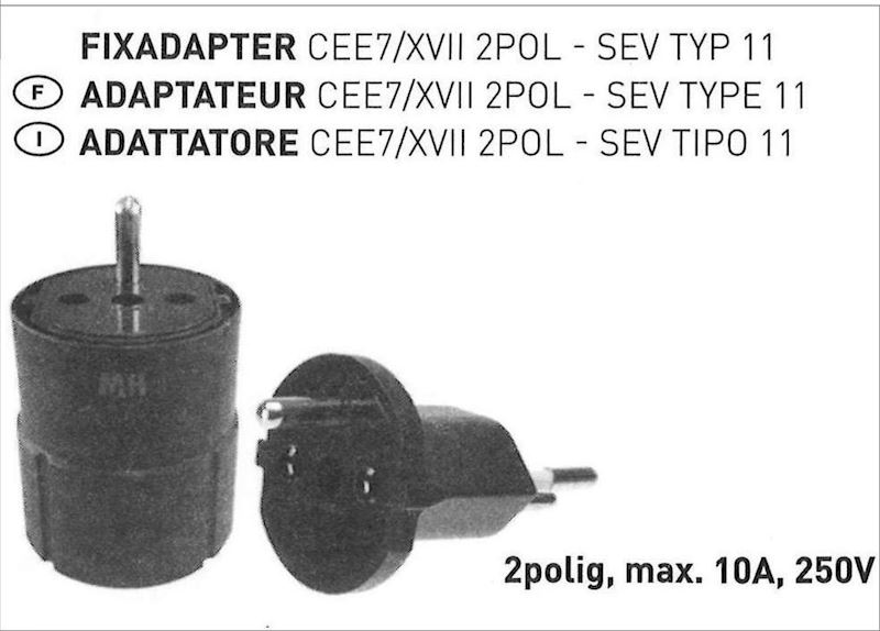 Schuko Stecker Fixadapter 2-polig Typ 11