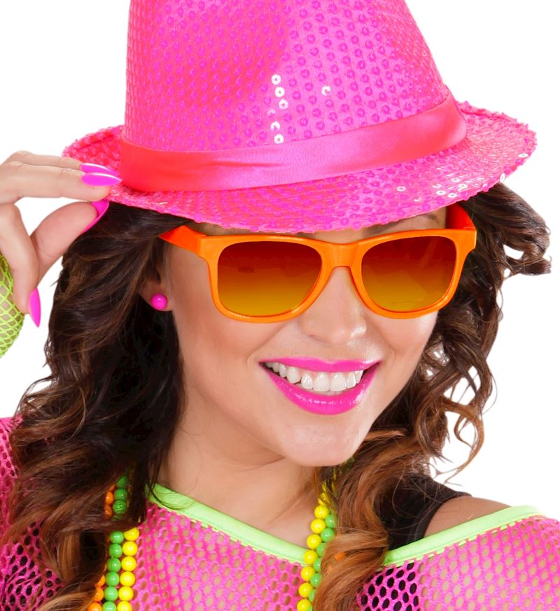Sonnenbrille Neon Orange 80er Jahre mit Gläsern Revo