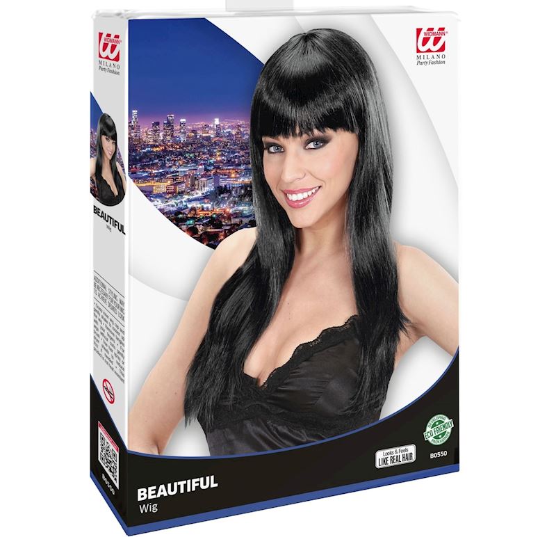 Perücke Black Beautiful langes schwarzes Haar