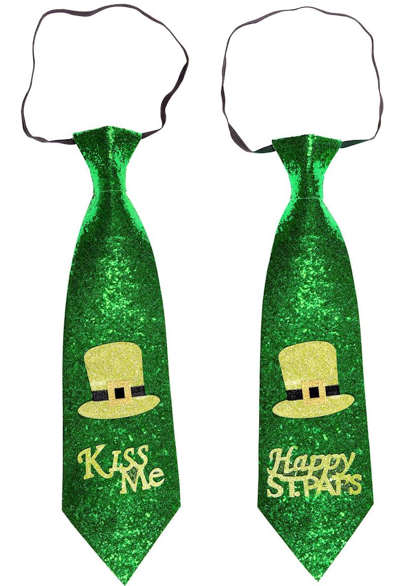 Glitzernde Krawatte grün St. Patrick's Day, 2sort.