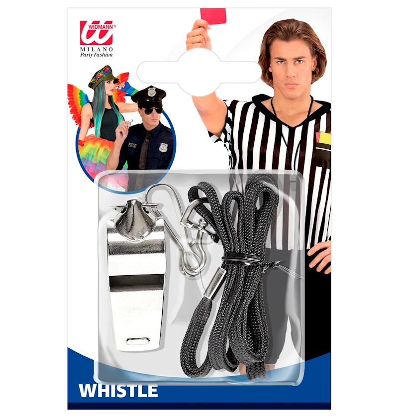 Metall Trillerpfeife am Band 