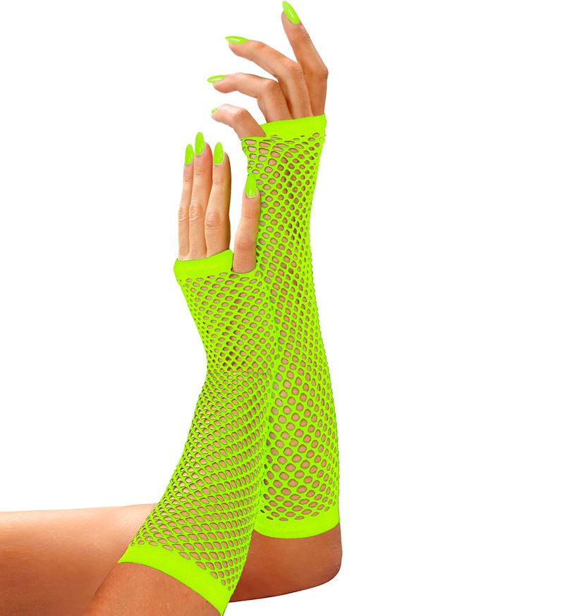 Netz-Handschuhe lang grün ohne Finger