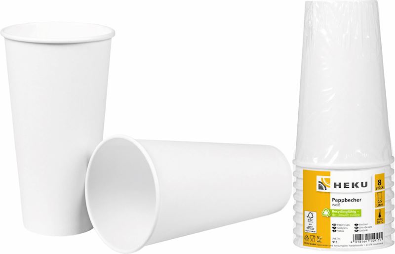Gobelets 0.5 l, blanc 8 pièces