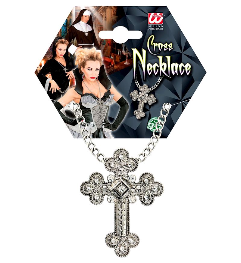 Collier avec croix en strass 