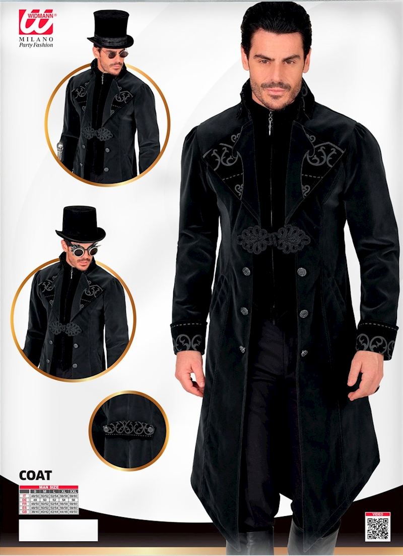 Kostüm Gothic Samtmantel Schwarz, Grösse M