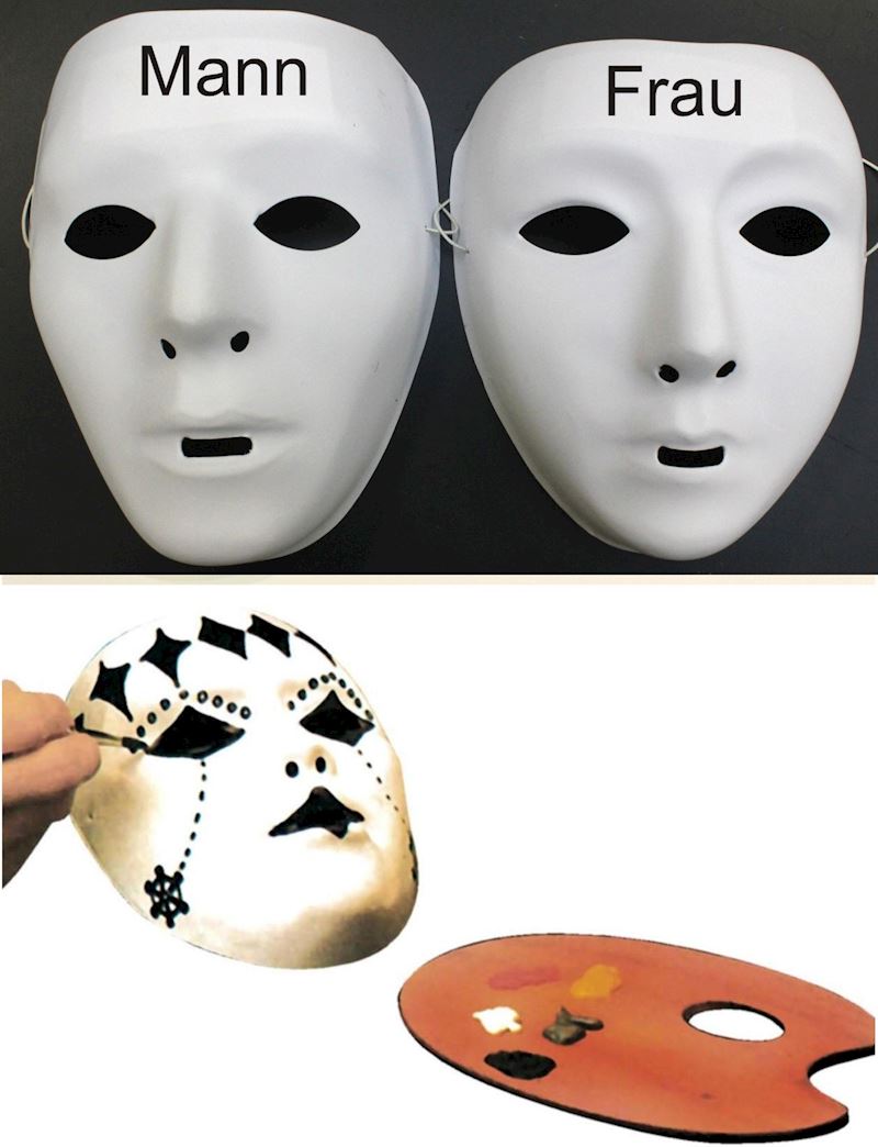 Maske weiss bemalbar 2 Modelle Sie und Er
