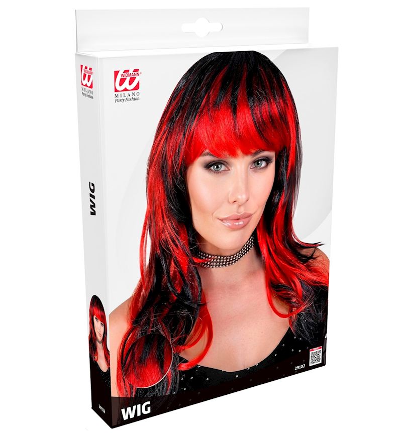 Perücke Vampirin schwarz-rot 