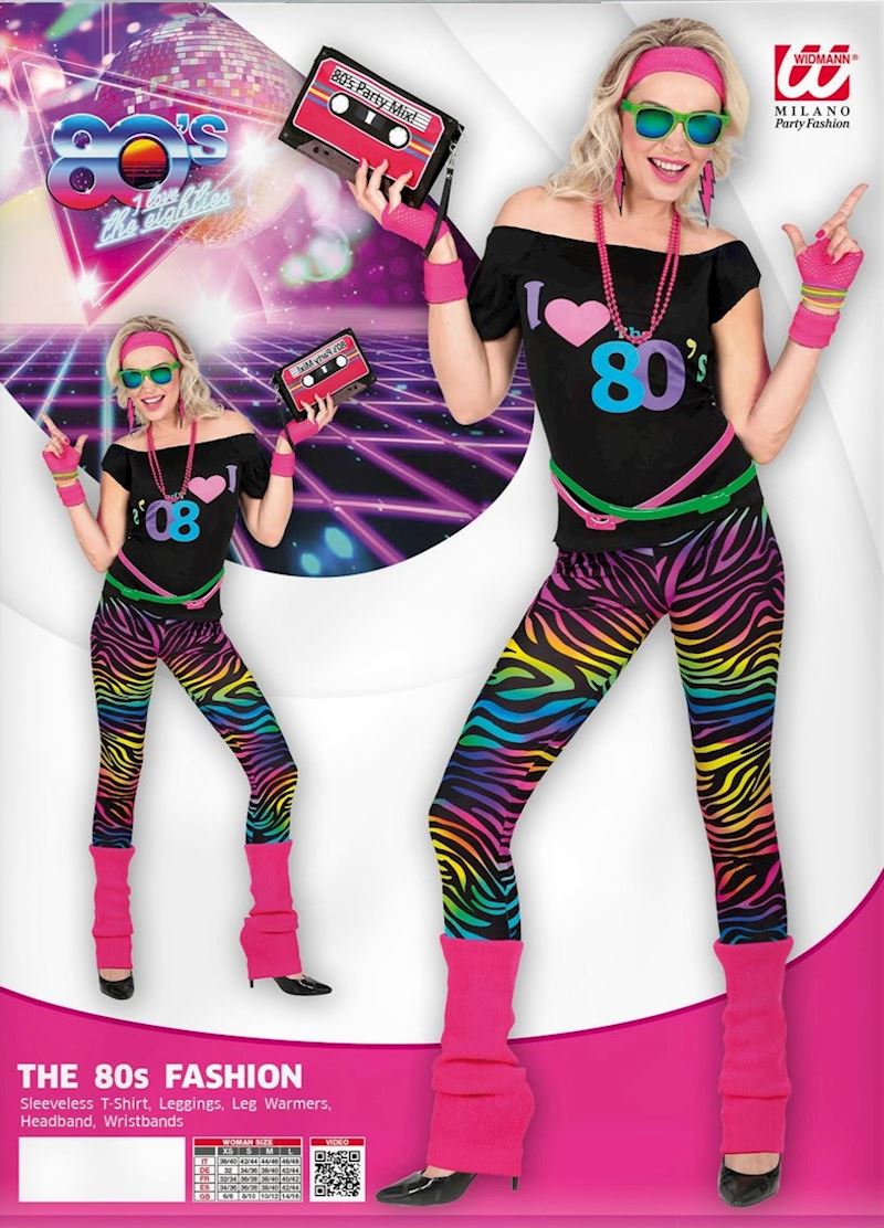 Costume mode des annees 80 shirt, leggings, guetres,