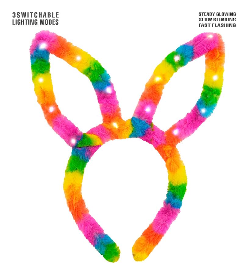 Oreilles de lapin arc en ciel eclairees