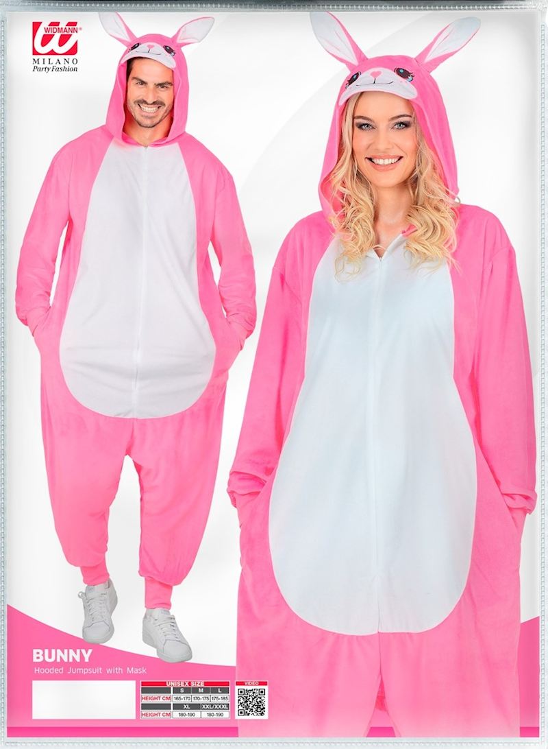 Kostüm Plüsch Häschen rosa Overall Grösse S/M