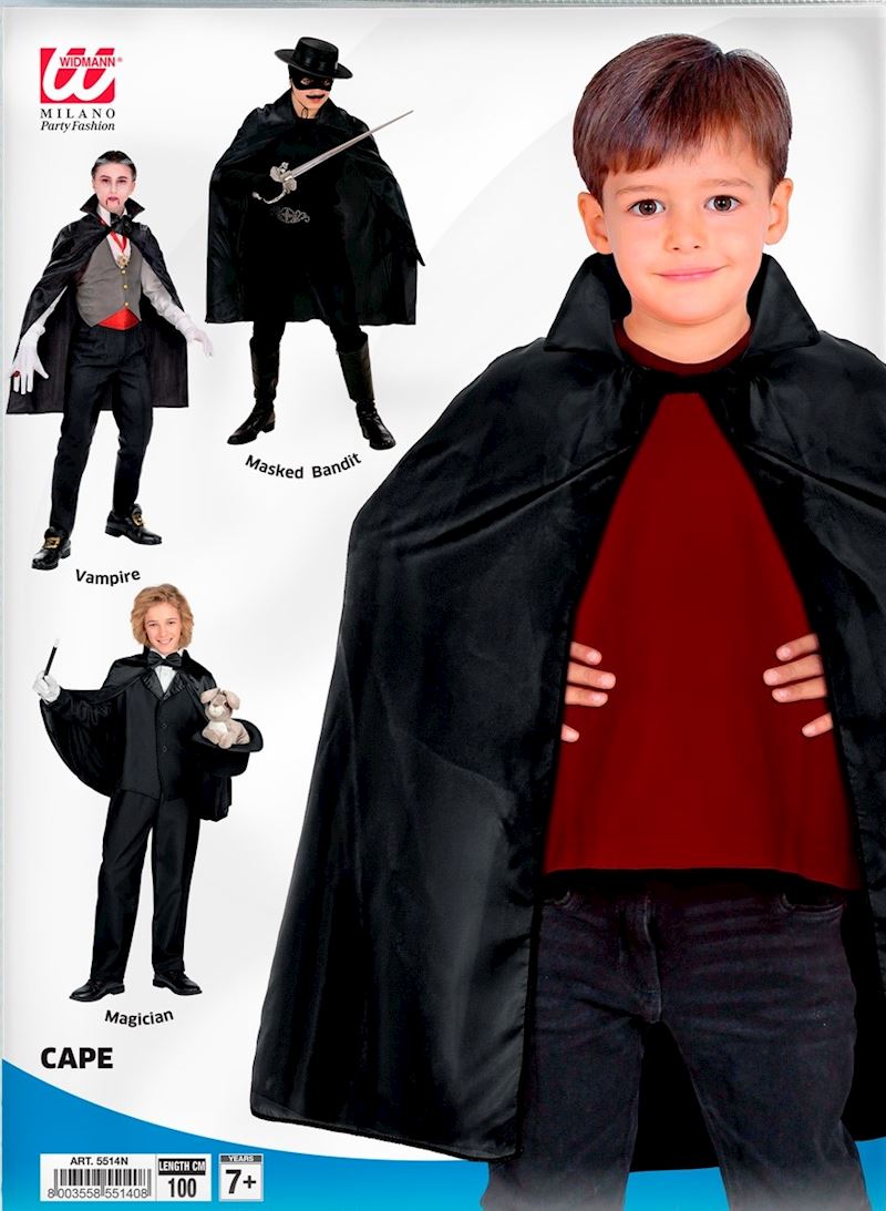 Cape noir pour taille enfant 100 cm