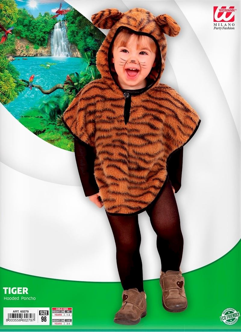 Costume tigre en peluche poncho avec capuche