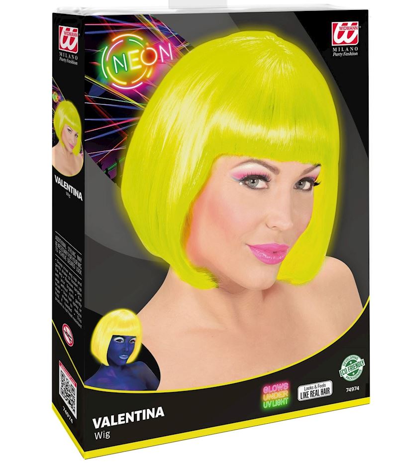 Perücke Valentina neon gelb 