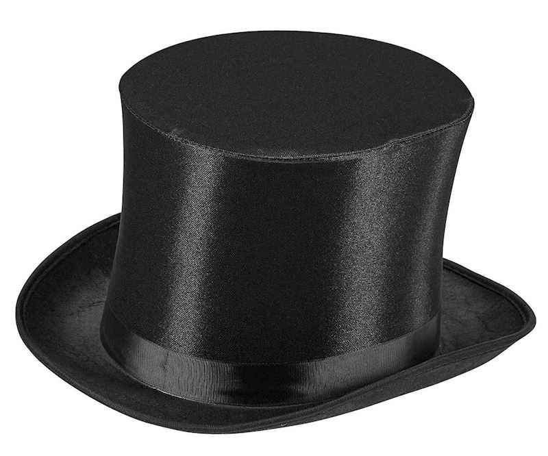 Chapeau cylindre noir en satin 