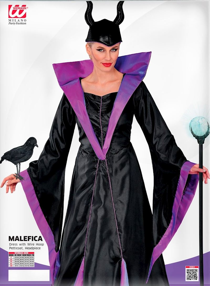 Costume Malefique robe avec juponet coiffe, taille M