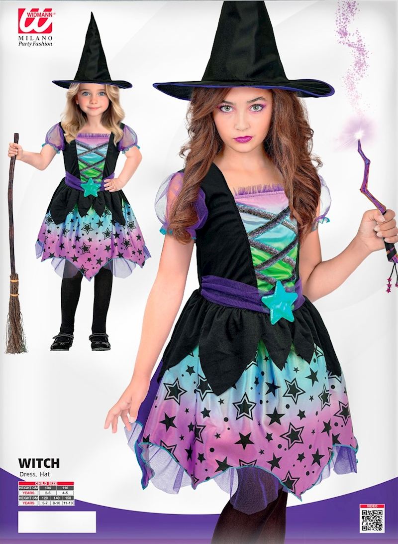 Kostüm Hexe Grösse 128 cm Kleid mit Hut