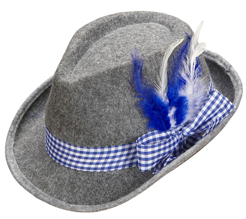 Chapeau Bayern avec plume bleu et blanc