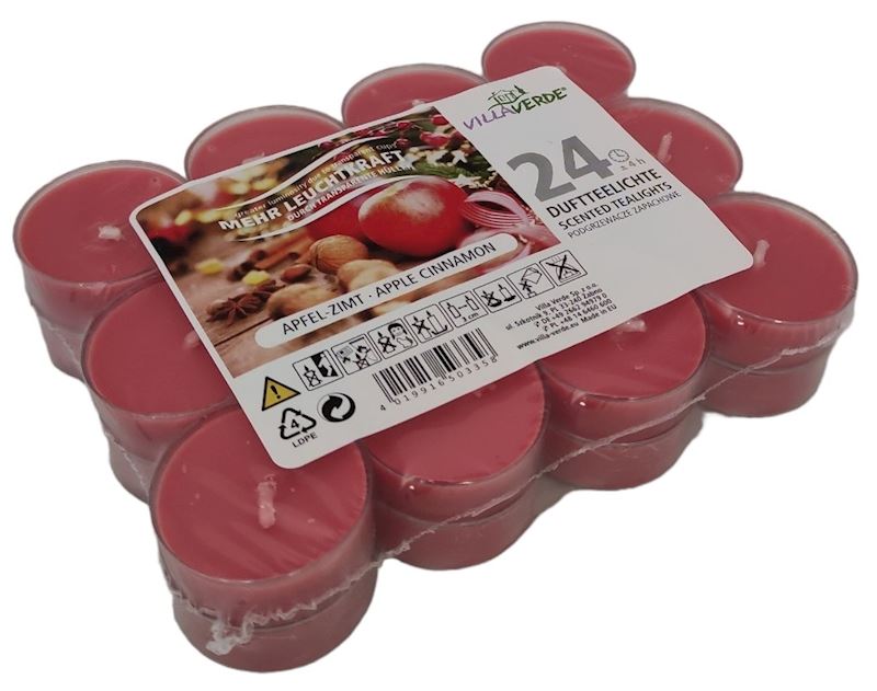 Duftteelichter Apfel-Zimt Verpackung à 24 Stk. 4 Std.