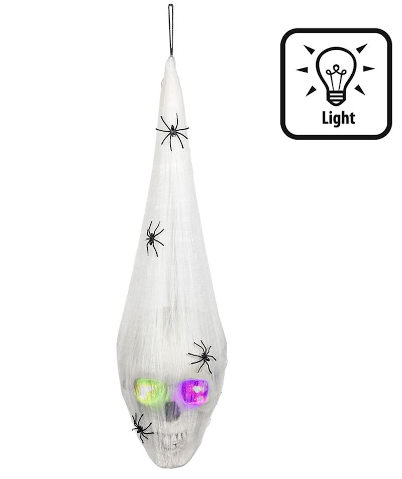 Spinngewebe mit Schädel und Licht 60 cm