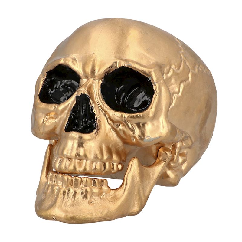 Schädel Maxilla gold mit beweglichem Kiefer 17x17x24cm