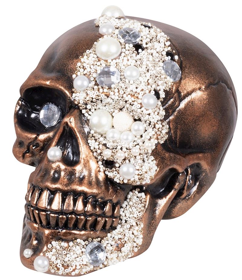 Crâne avec perles 16x15x21 cm 
