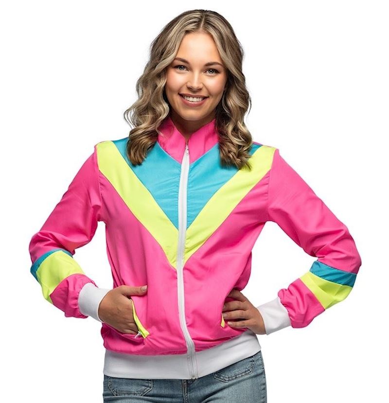 Trainingsjacke Retro neon rosa Grösse XL