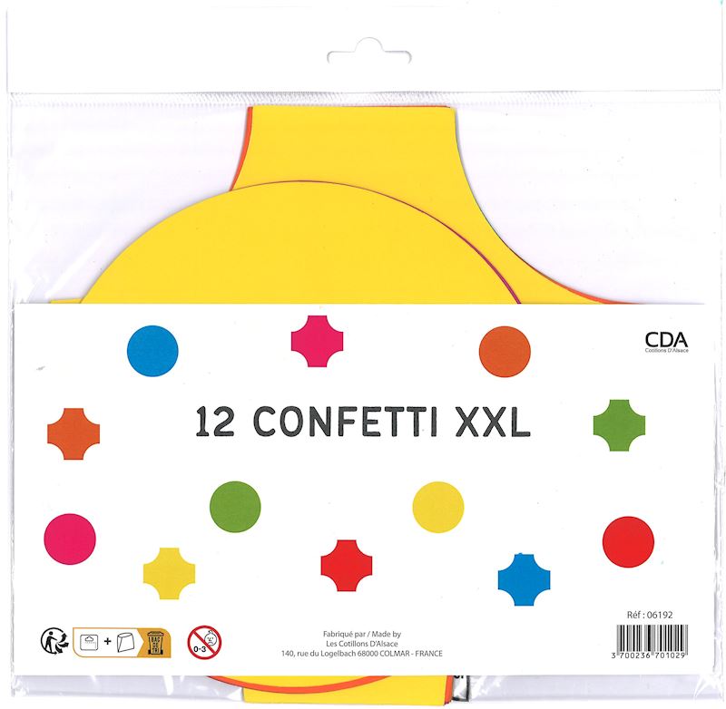 Konfetti XXL 12er Set Papier 20 cm div. Farben sort.