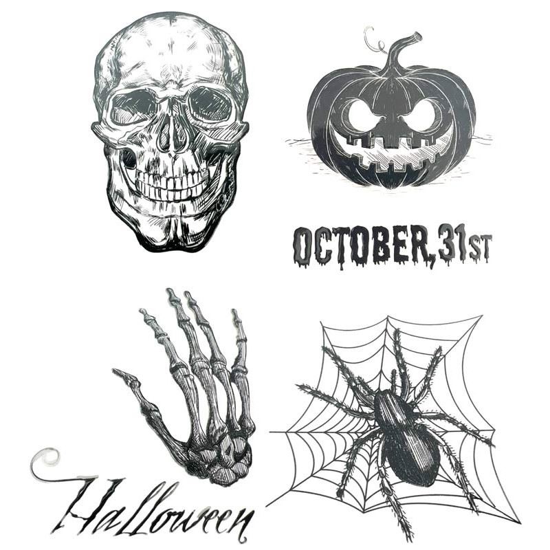 Halloween Sticker 4 sort. 10 cm wasser/hitzebeständig