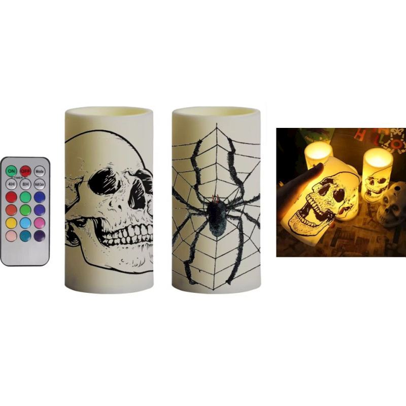 Halloween Led Kerze 2xsort. 15 cm Fernbedienung