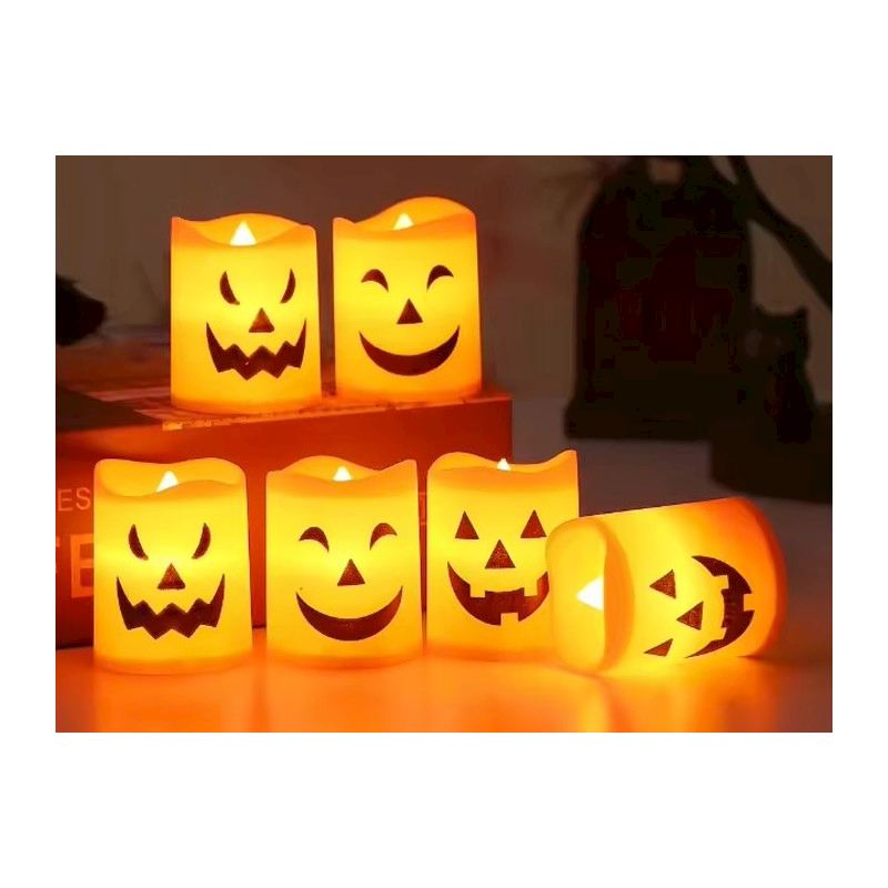 Halloween LED Kerzen 4.5x3.5cm 6 Stk.