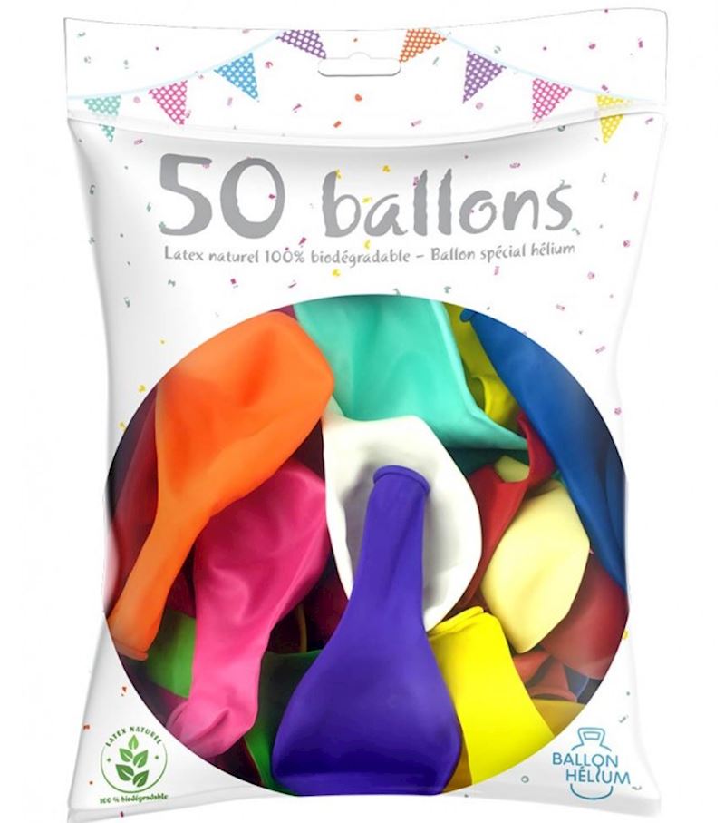 Ballons multicolores 26 cm Sachet à 50 pcs
