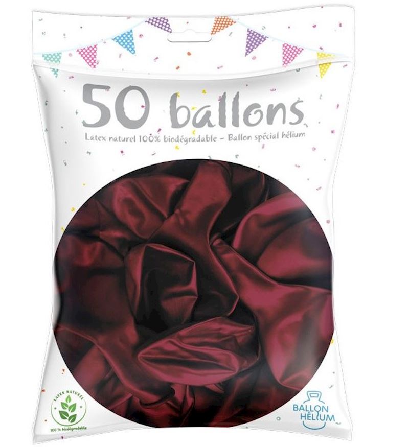 50 Ballons bordeaux 30 cm 