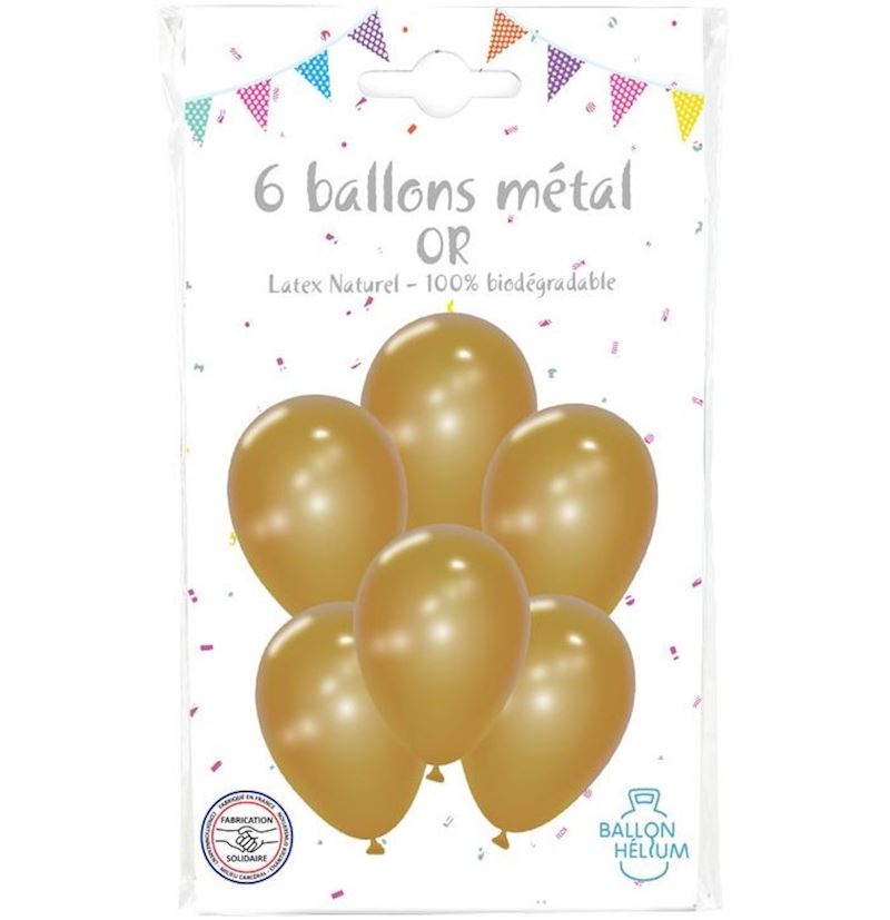 Ballons or métallisé 30 cm Sachet à 6 pcs