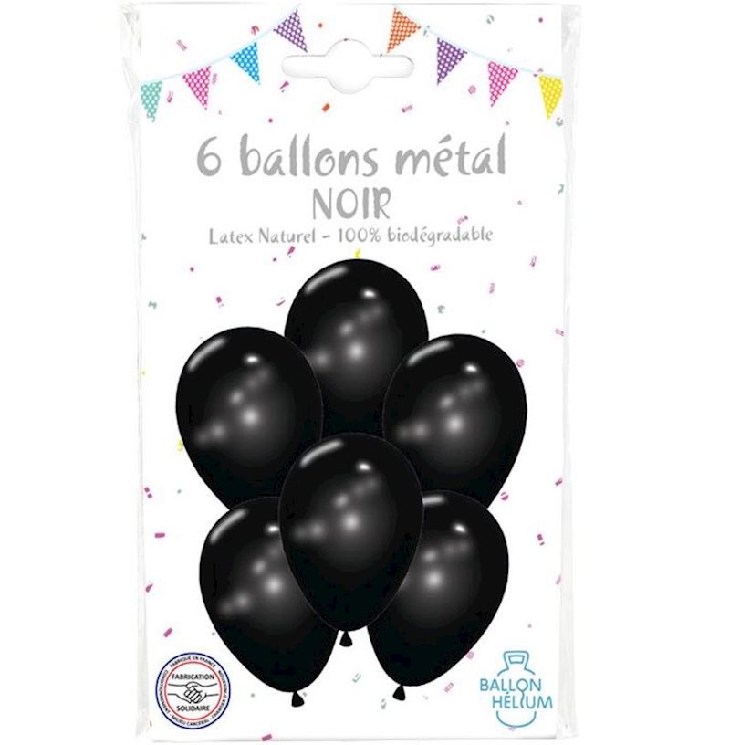 Ballons noir métallisé 30 cm Sachet à 6 pcs