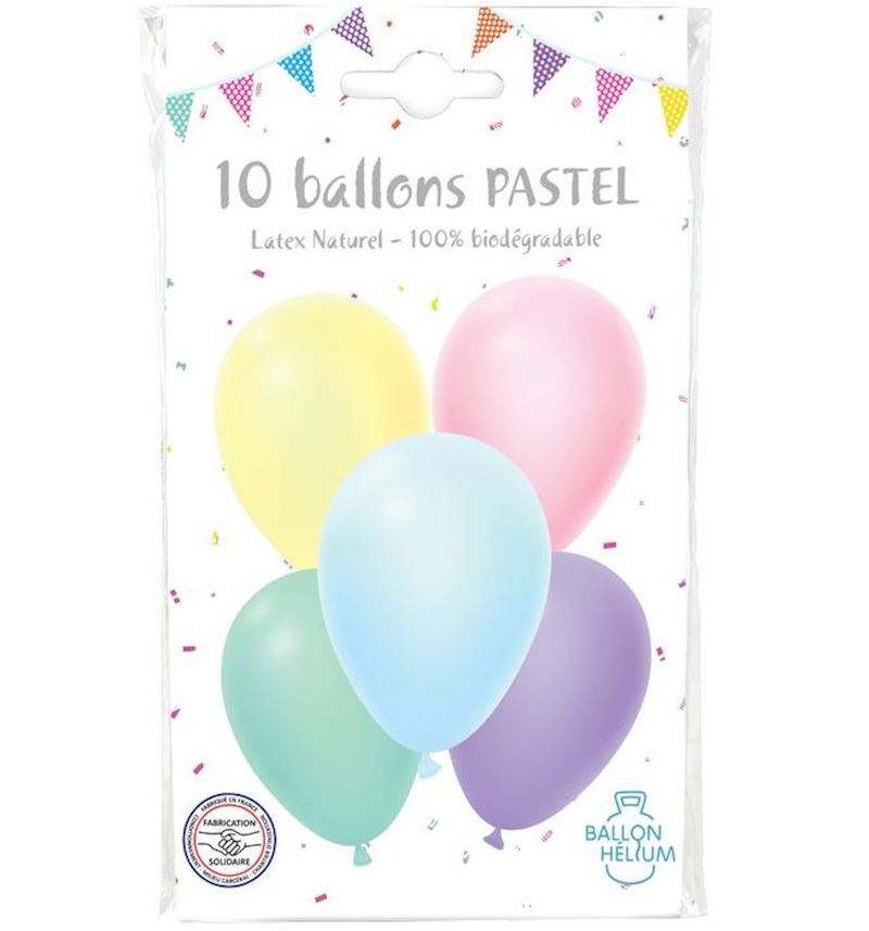 Ballons Mélangé 30 cm Sachet à 10 pcs, pastel