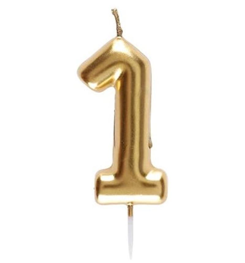 Zahlenkerze gold 1 auf Picker 