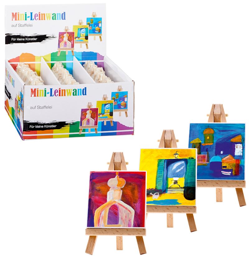 Mini Leinwand auf Staffelei Holz 7 x 7 cm