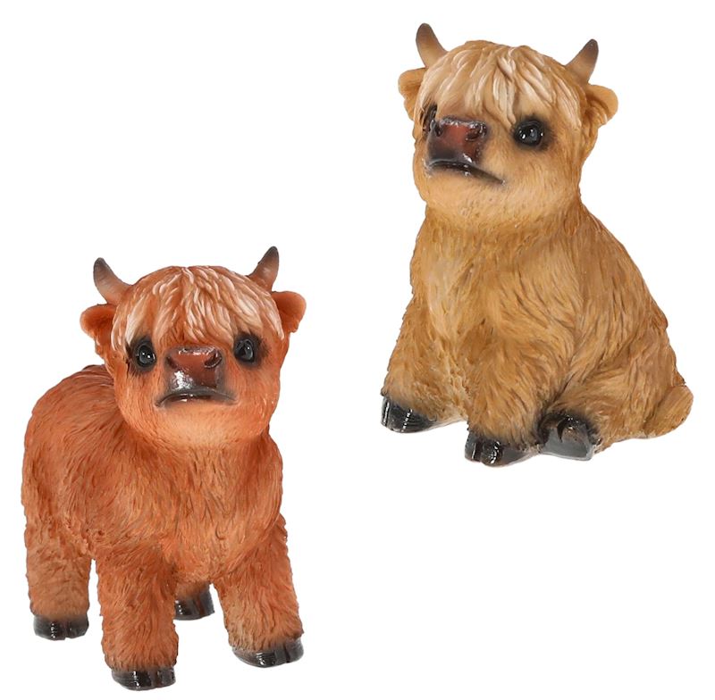 Figurine décorative Boeuf Highland, 10 cm 2 ass